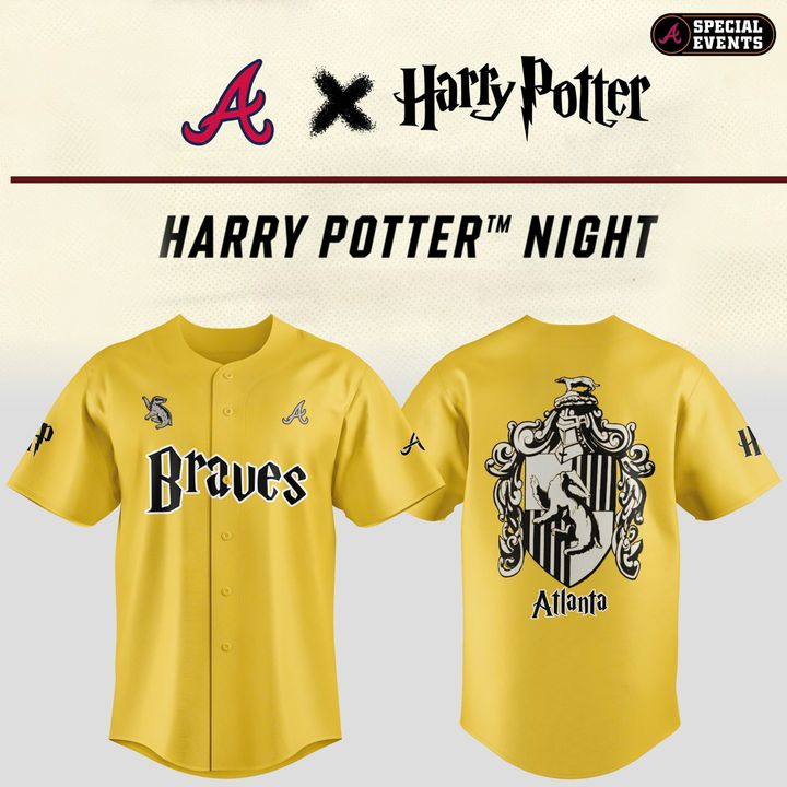 Atlanta Braves x Harry Potter Hufflepuff House Baseball Jersey Atlanta Braves x Harry Potter Hufflepuff House Baseball Jersey