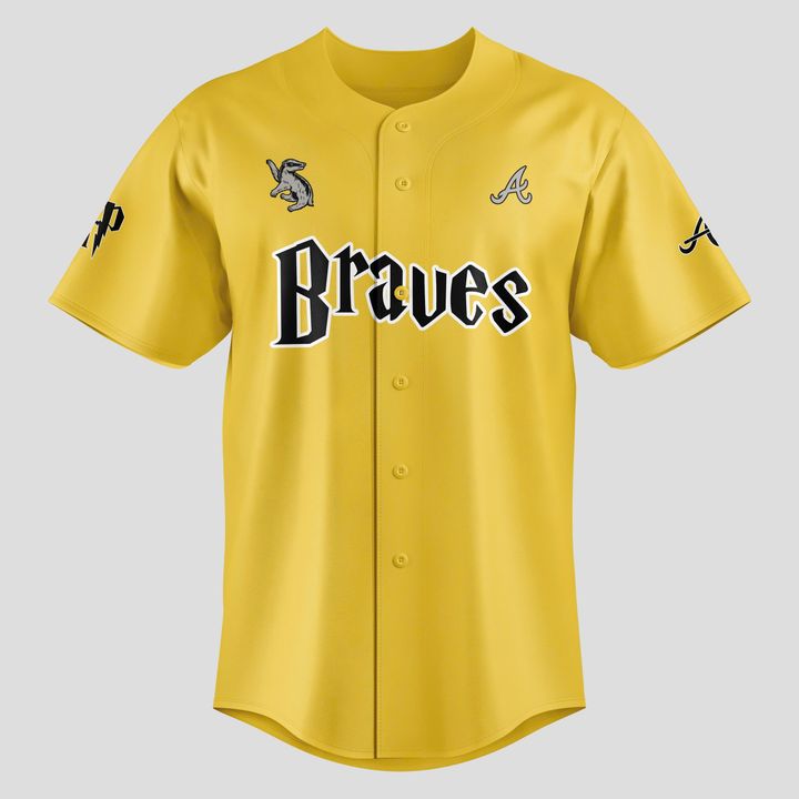 Atlanta Braves x Harry Potter Hufflepuff House Baseball Jersey Atlanta Braves x Harry Potter Hufflepuff House Baseball Jersey