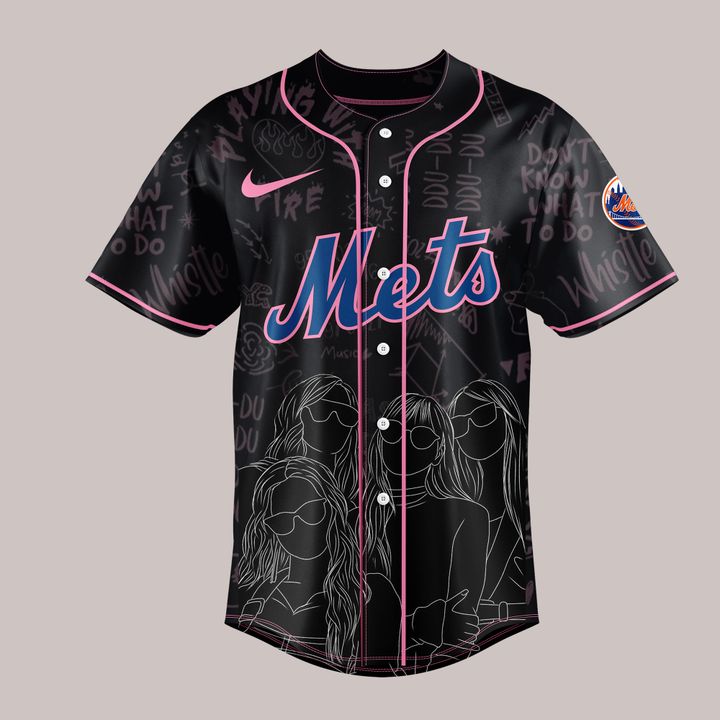 New York Mets x Blackpink 2025 World Tour Special Black Baseball Jersey New York Mets x Blackpink 2025 World Tour Special Black Baseball Jersey