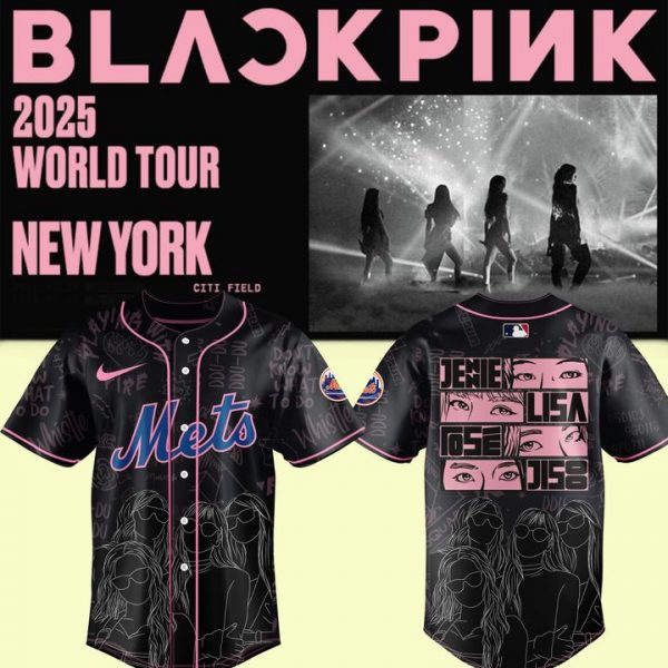 New York Mets x Blackpink 2025 World Tour Special Black Baseball Jersey