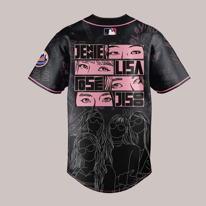 New York Mets x Blackpink 2025 World Tour Special Black Baseball Jersey New York Mets x Blackpink 2025 World Tour Special Black Baseball Jersey