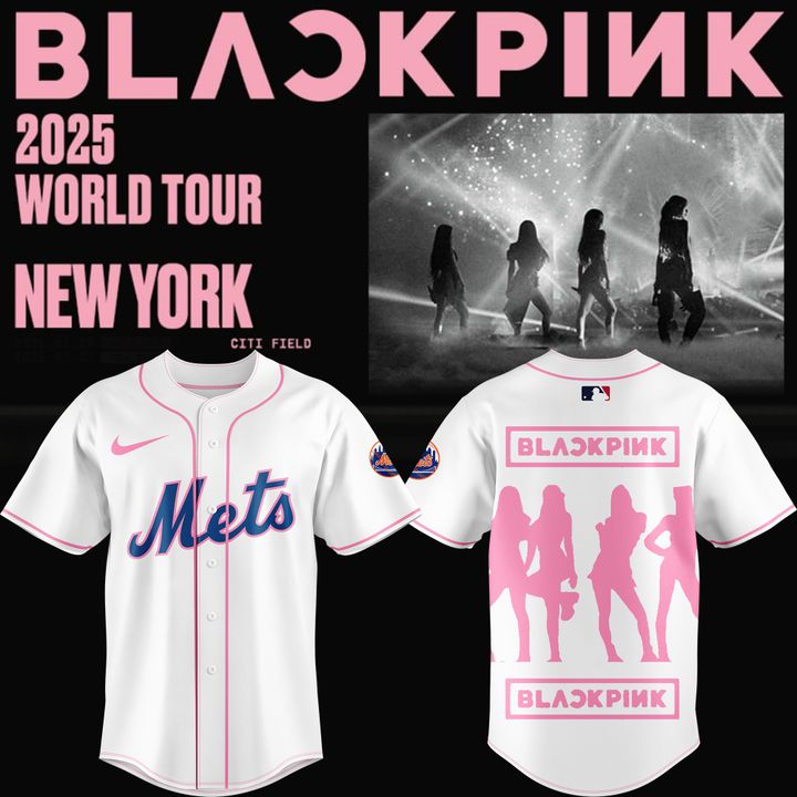 New York Mets x Blackpink 2025 World Tour Special White Baseball Jersey New York Mets x Blackpink 2025 World Tour Special White Baseball Jersey
