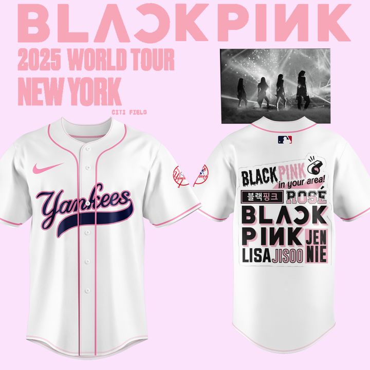 New York Yankees x Blackpink 2025 World Tour Special White Baseball Jersey New York Yankees x Blackpink 2025 World Tour Special White Baseball Jersey