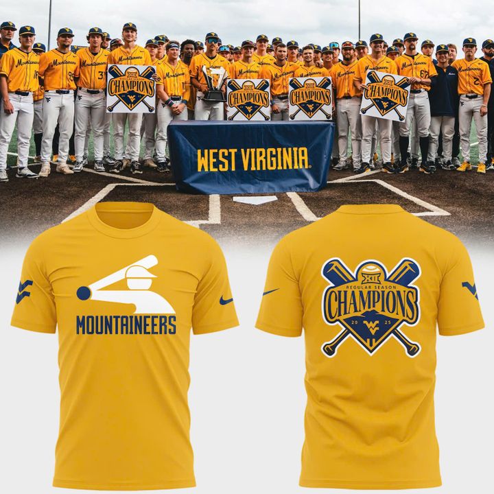 West Virginia Mountaineers Big 12 Regular Season Title Champions Baseball Shirt West Virginia Mountaineers Big 12 Regular Season Title Champions Baseball Shirt