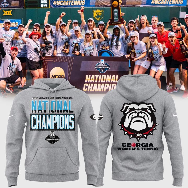 Georgia Bulldogs 2025 NCAA Women's Tennis National Champions Special Grey Hoodie Georgia Bulldogs 2025 NCAA Women's Tennis National Champions Special Grey Hoodie