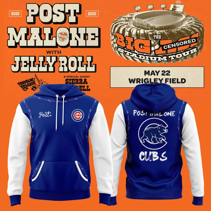 Chicago Cubs x 2025 Post Malone Wrigley Field Concert Hoodie Chicago Cubs x 2025 Post Malone Wrigley Field Concert Hoodie