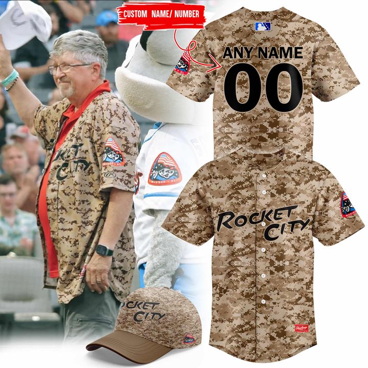 Rocket City Trash Pandas Memorial Day Camo Baseball Jersey Rocket City Trash Pandas Memorial Day Camo Baseball Jersey