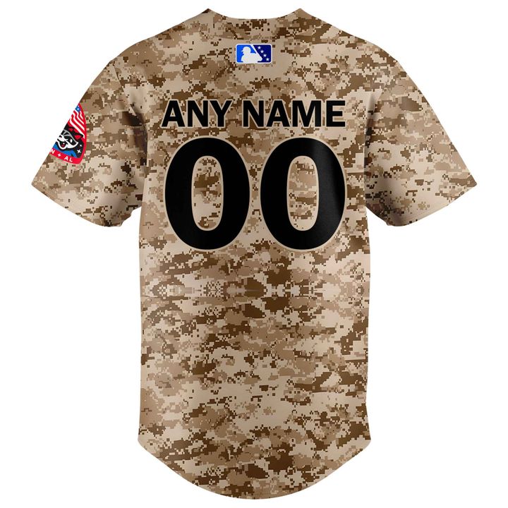 Rocket City Trash Pandas Memorial Day Camo Baseball Jersey Rocket City Trash Pandas Memorial Day Camo Baseball Jersey