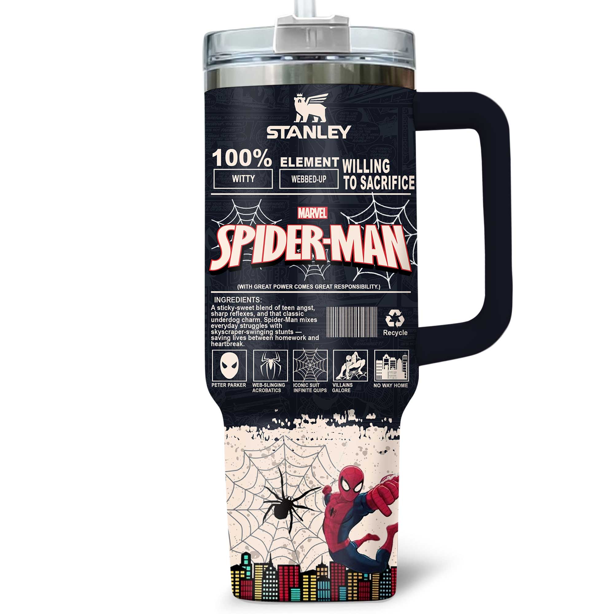 Spider-man Marvel Willing To Sacrifice 40oz Stanley Tumbler Spider-man Marvel Willing To Sacrifice 40oz Stanley Tumbler
