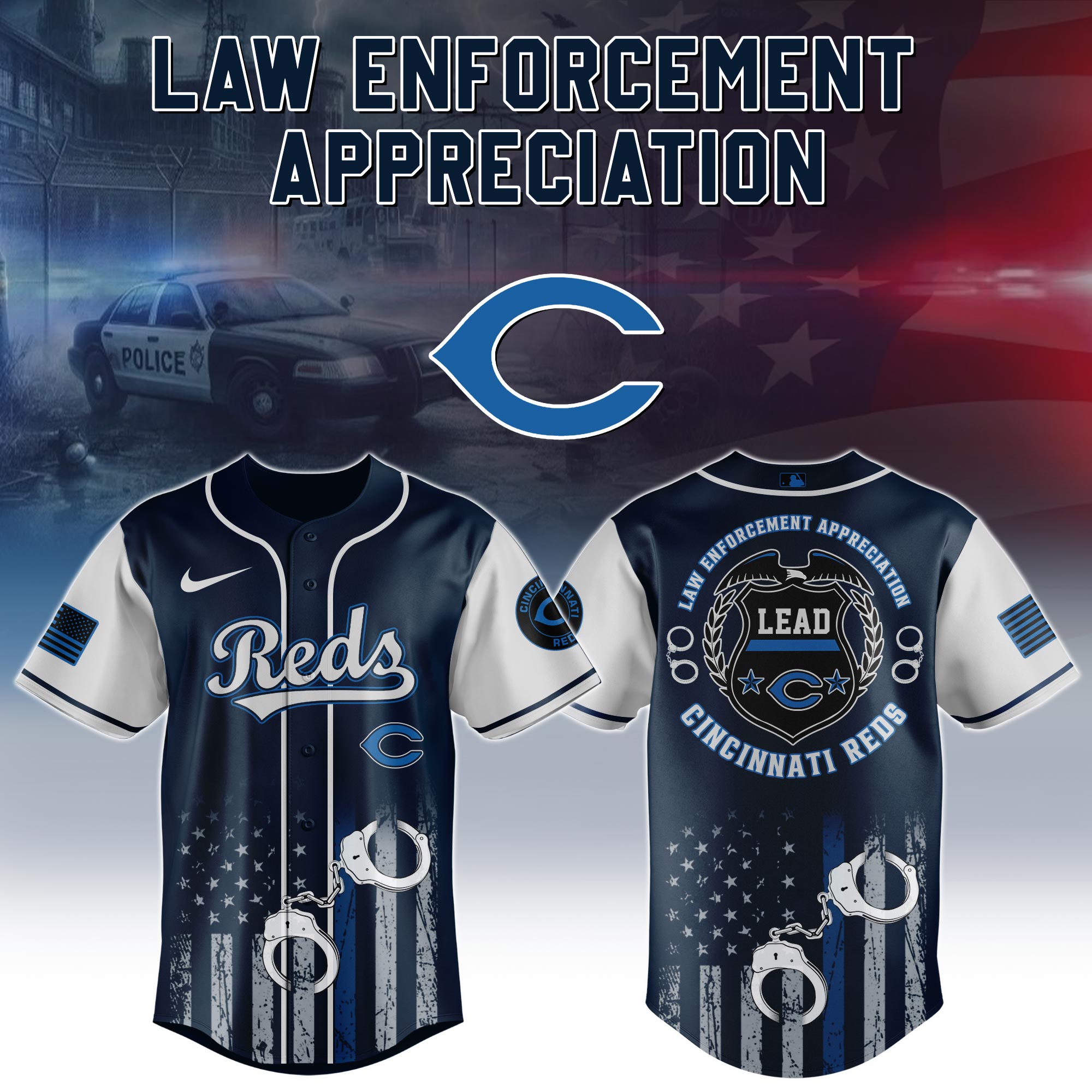 Cincinnati Reds MLB x Law Enforcement Appreciation 2025 Jersey Cincinnati Reds MLB x Law Enforcement Appreciation 2025 Jersey