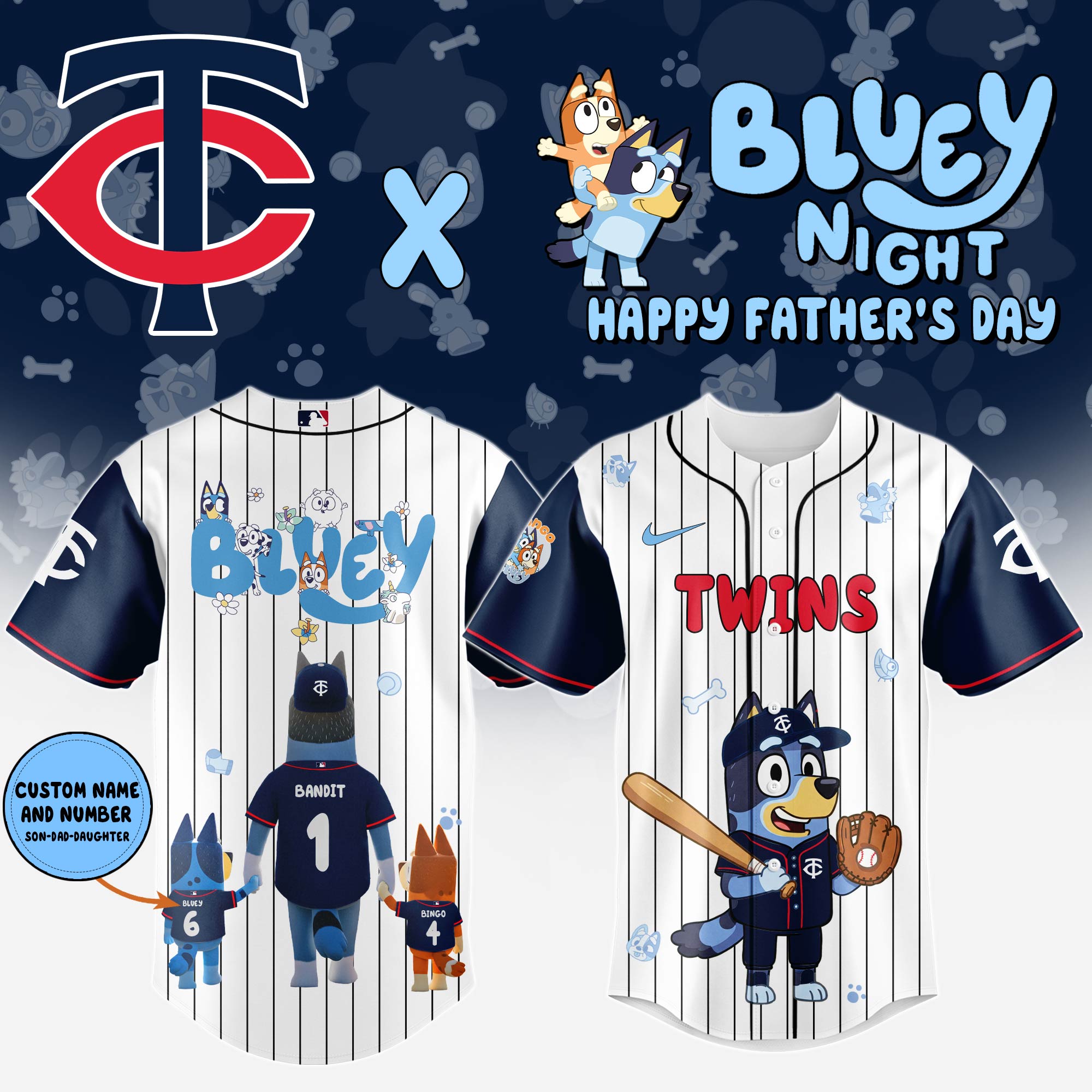 Minnesota Twins x Bluey Happy Father's Day 2025 Jersey Minnesota Twins x Bluey Happy Father's Day 2025 Jersey