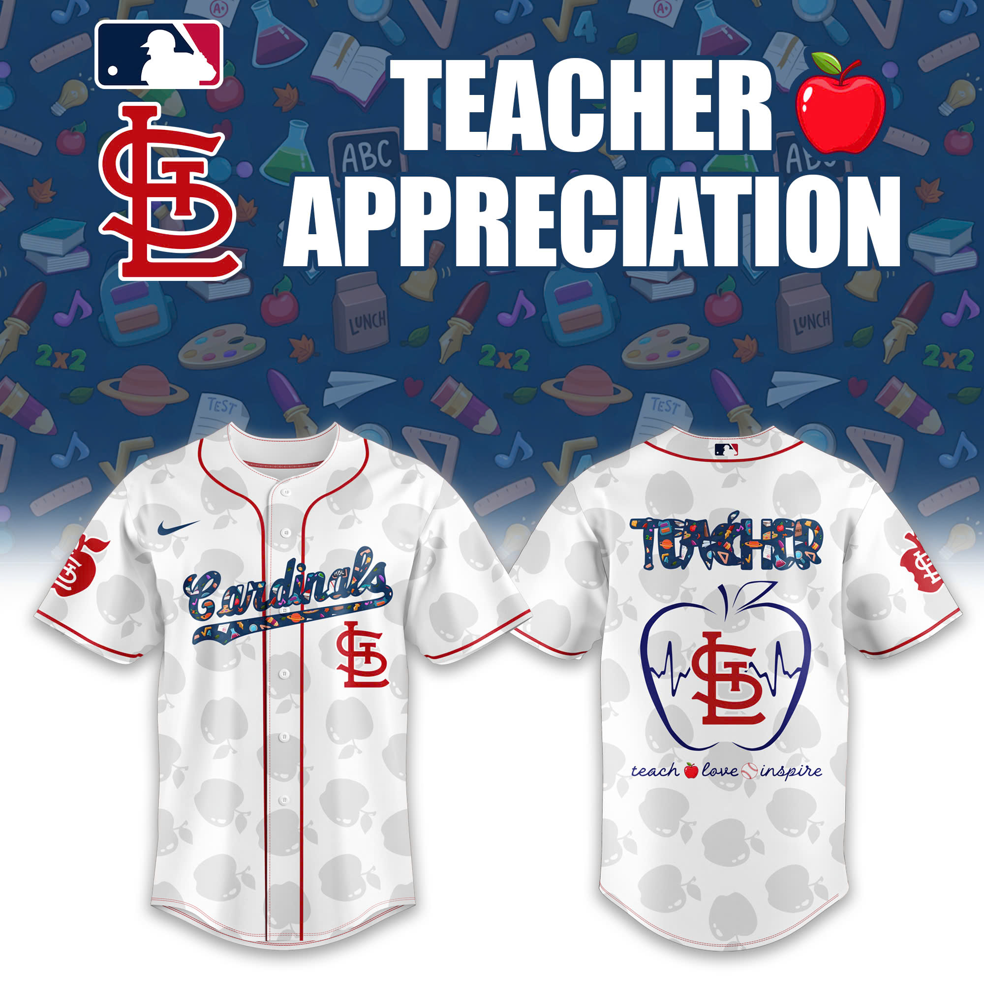 St. Louis Cardinals x Teacher Appreciation Special Baseball Jersey St. Louis Cardinals x Teacher Appreciation Special Baseball Jersey