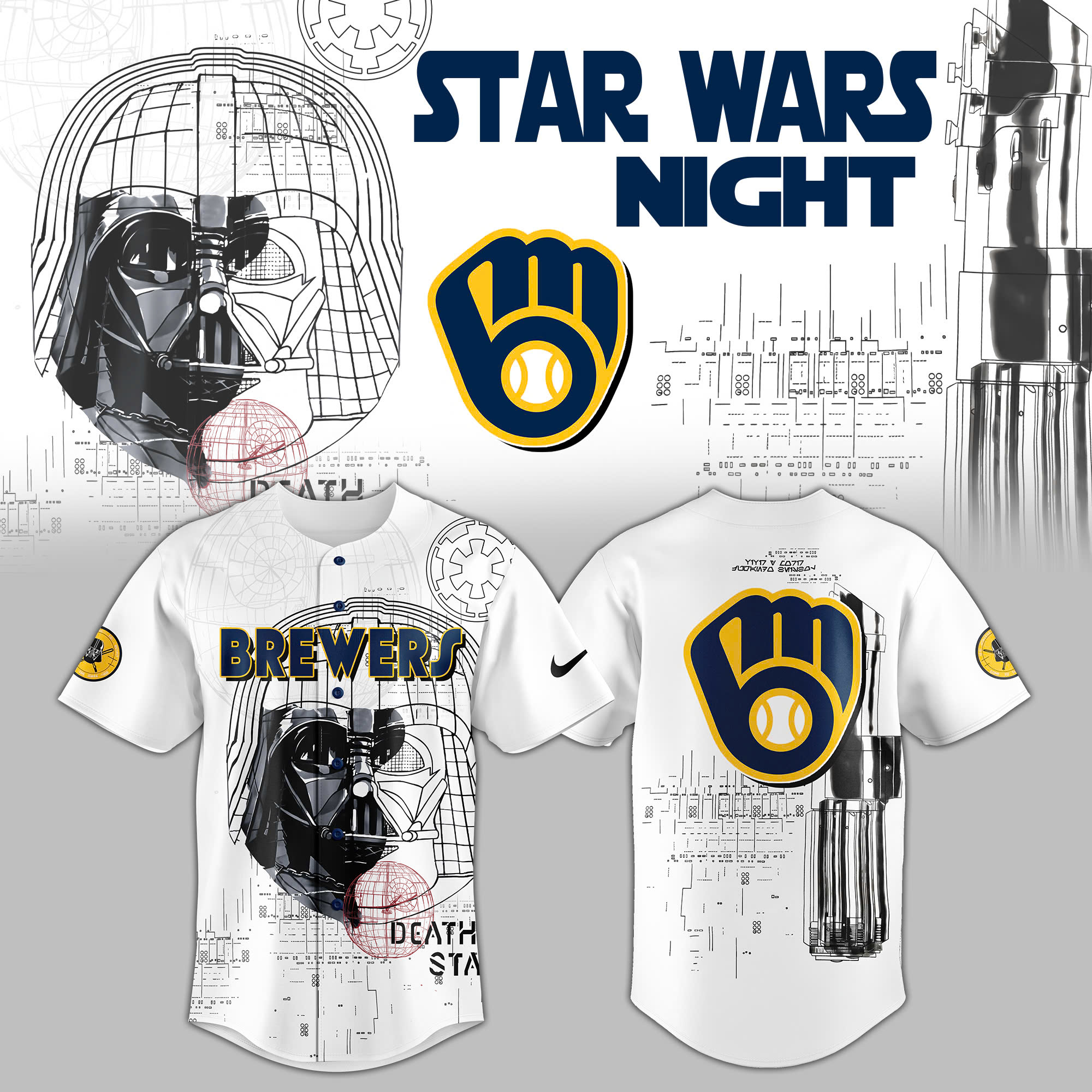 Milwaukee Brewers x Death Star Baseball Jersey Milwaukee Brewers x Death Star Baseball Jersey