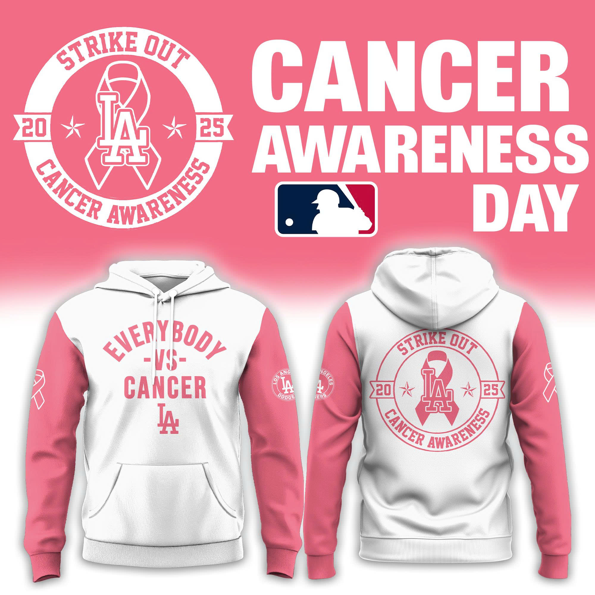 Los Angeles Dodgers x Everybody vs Cancer Awareness Day 2025 Hoodie Set Los Angeles Dodgers x Everybody vs Cancer Awareness Day 2025 Hoodie Set