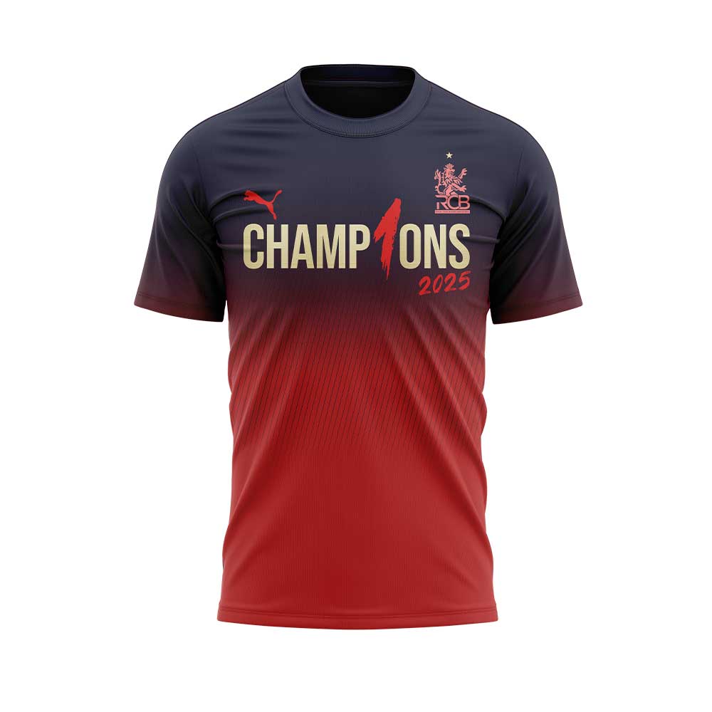 Royal Challengers Bengaluru Tata Indian Premier League Champions 2025 "The Kings of IPL" Tee Royal Challengers Bengaluru Tata Indian Premier League Champions 2025 "The Kings of IPL" Tee