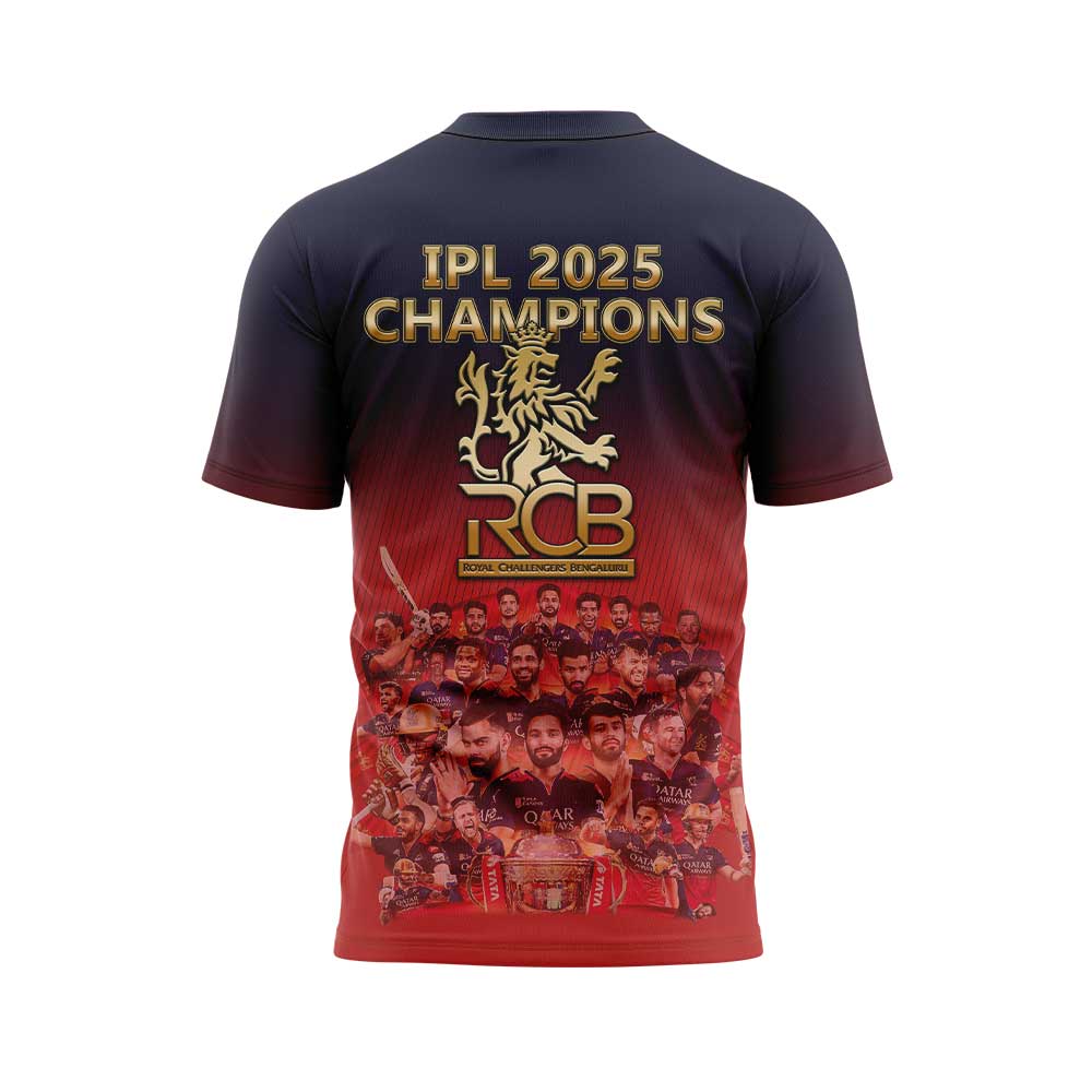 Royal Challengers Bengaluru Tata Indian Premier League Champions 2025 "The Kings of IPL" Tee Royal Challengers Bengaluru Tata Indian Premier League Champions 2025 "The Kings of IPL" Tee