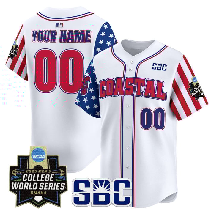 Coastal Carolina Chanticleers 2025 Independence Day Special White Baseball Jersey Coastal Carolina Chanticleers 2025 Independence Day Special White Baseball Jersey