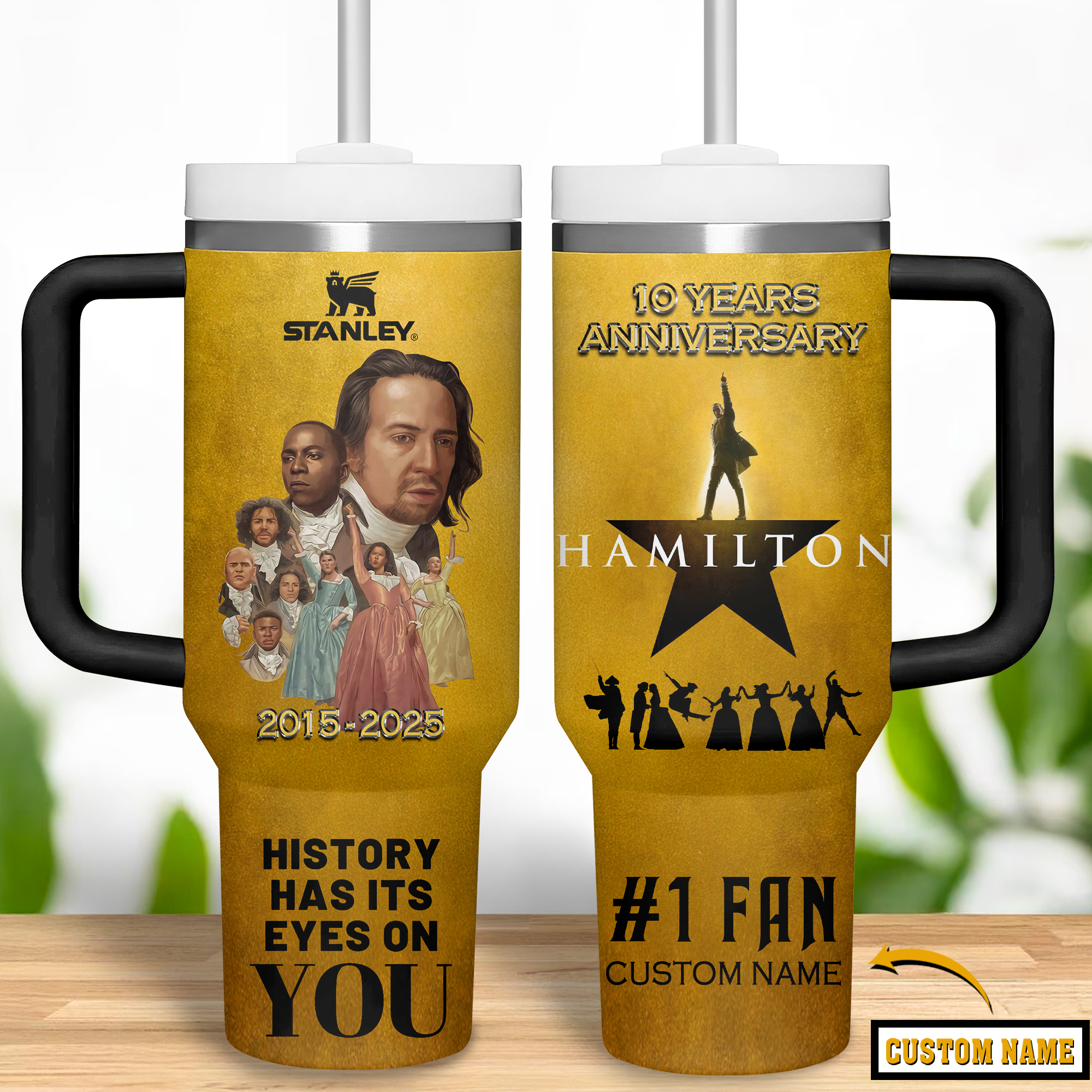 Hamilton 10 Years Anniversary "Rise Up" Personalized Tumbler 40oz with Handle Hamilton 10 Years Anniversary "Rise Up" Personalized Tumbler 40oz with Handle
