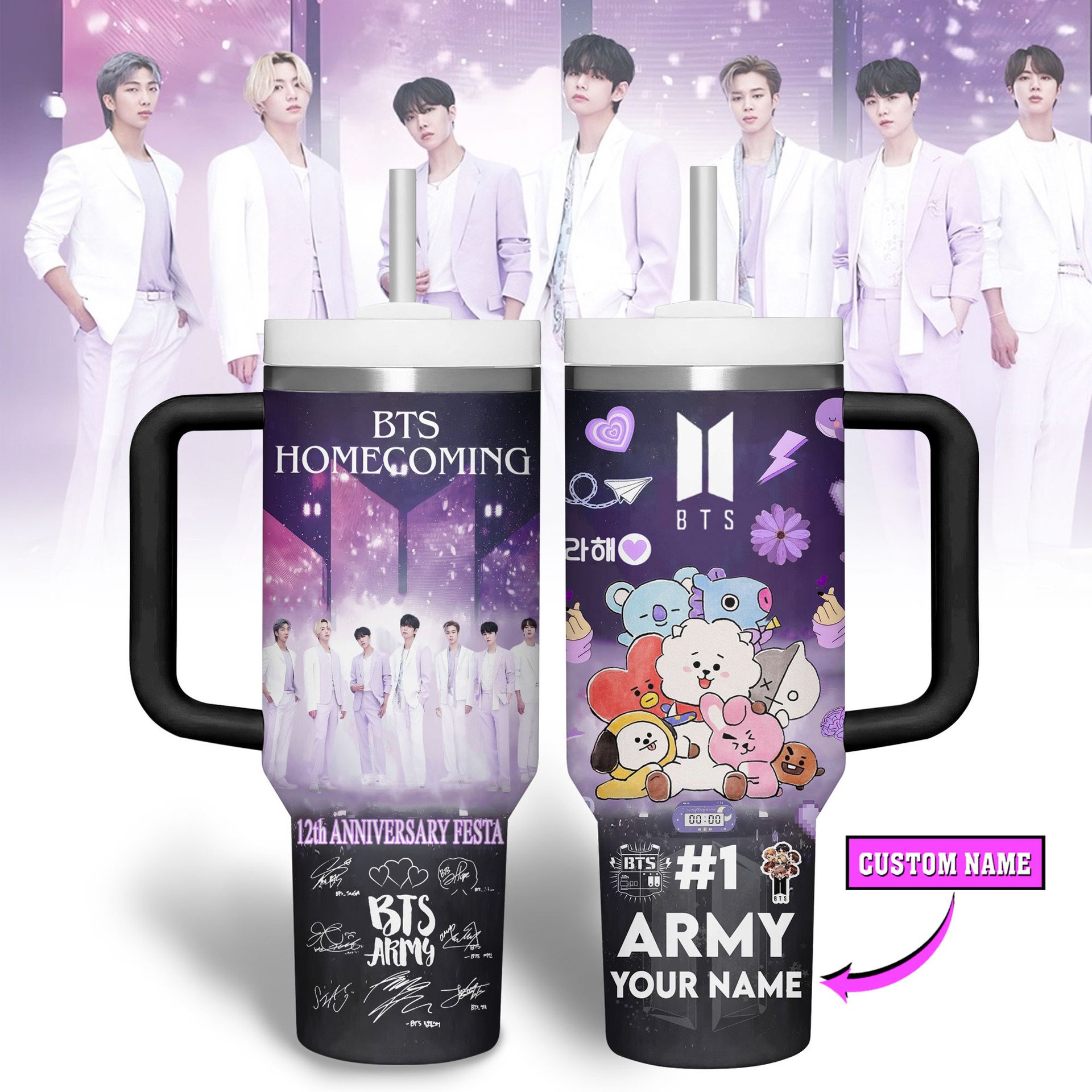 BTS Homecoming 12th Anniversary Festa Custom Tumbler 40oz with Handle BTS Homecoming 12th Anniversary Festa Custom Tumbler 40oz with Handle