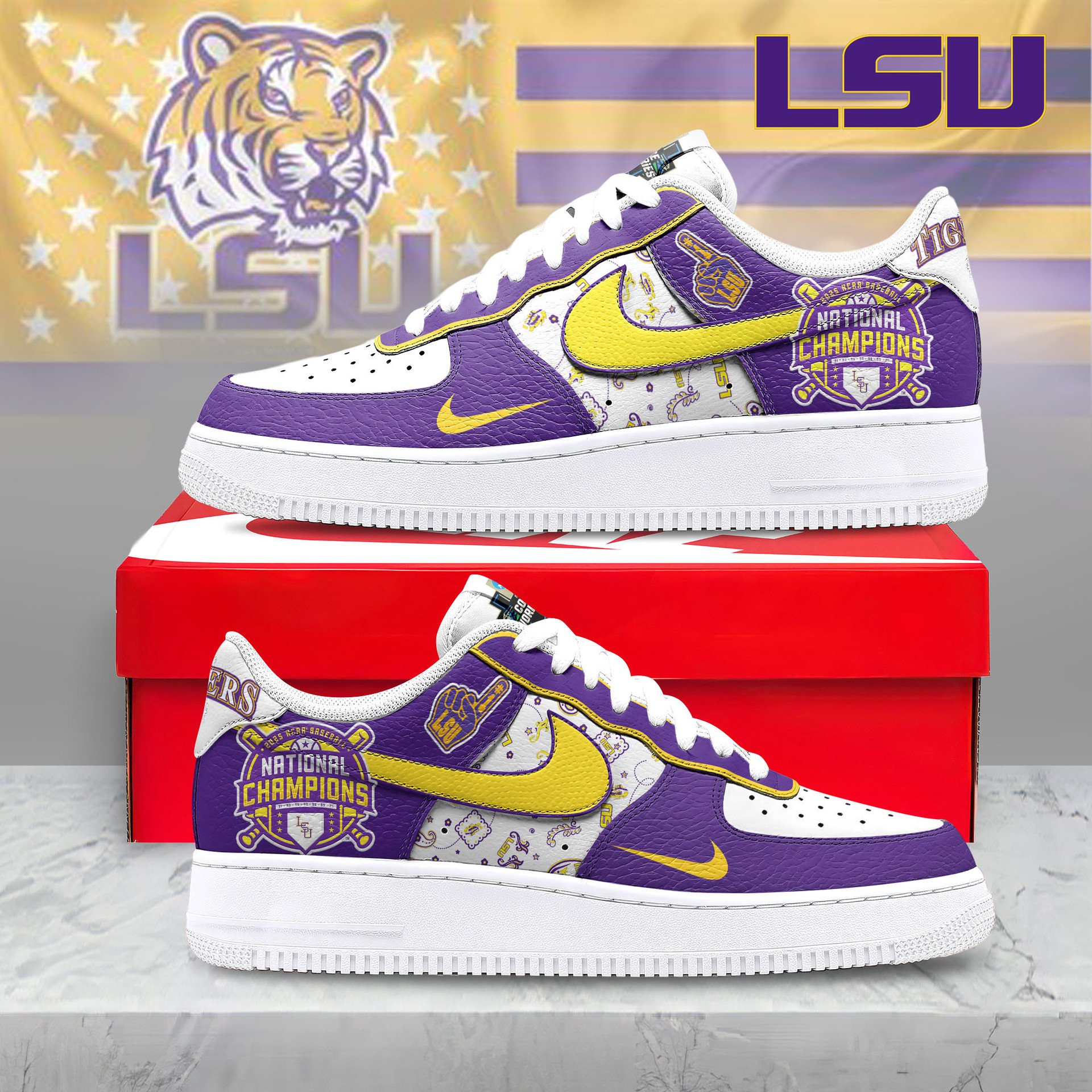 LSU Tigers National Champions 2025 Air Force 1 Sneaker LSU Tigers National Champions 2025 Air Force 1 Sneaker