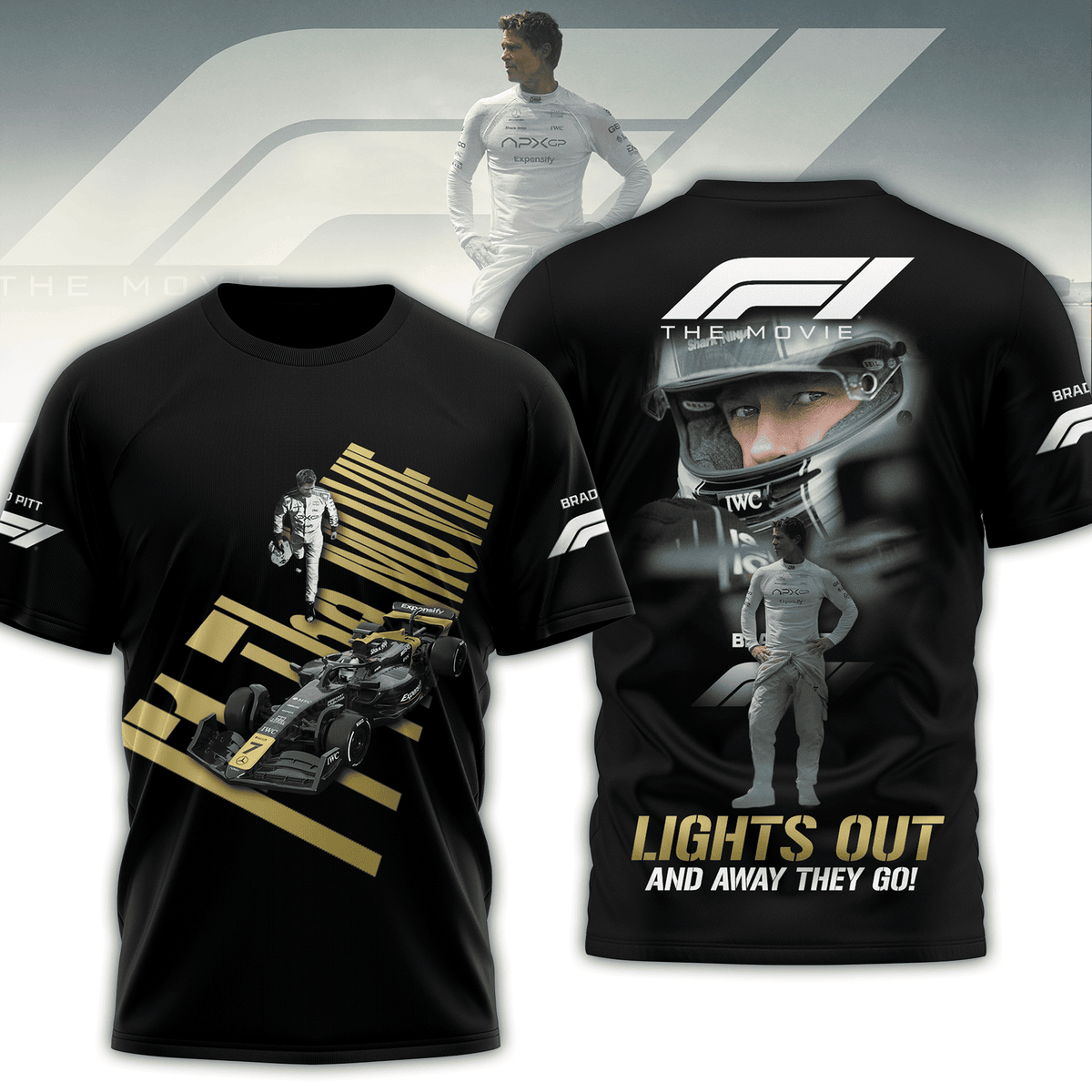 F1 The Movie 2025 Lights Out And Away They Go Shirt F1 The Movie 2025 Lights Out And Away They Go Shirt