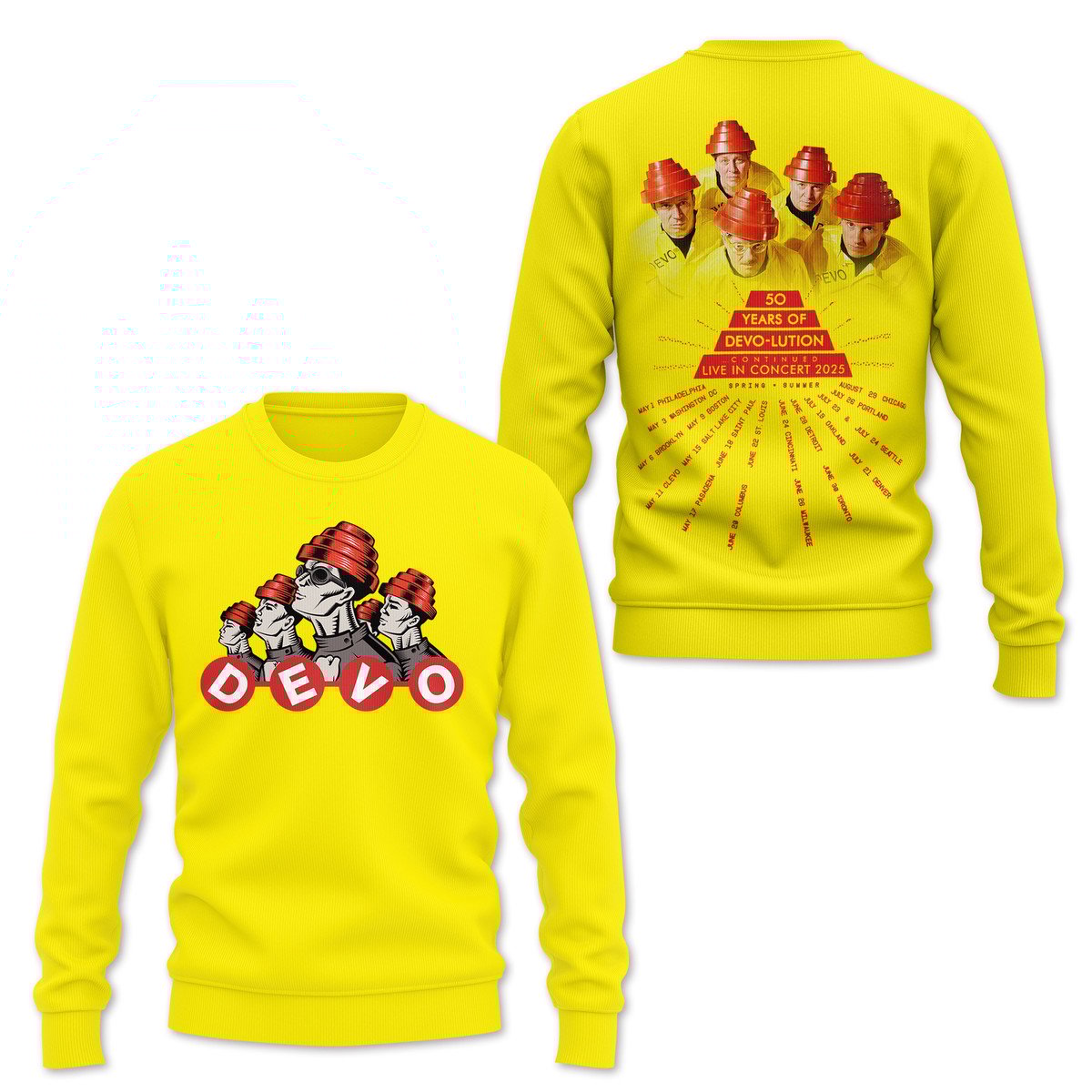 Devo Band 50 Years Of De-evolution Live In Concert 2025 Shirt Devo Band 50 Years Of De-evolution Live In Concert 2025 Shirt