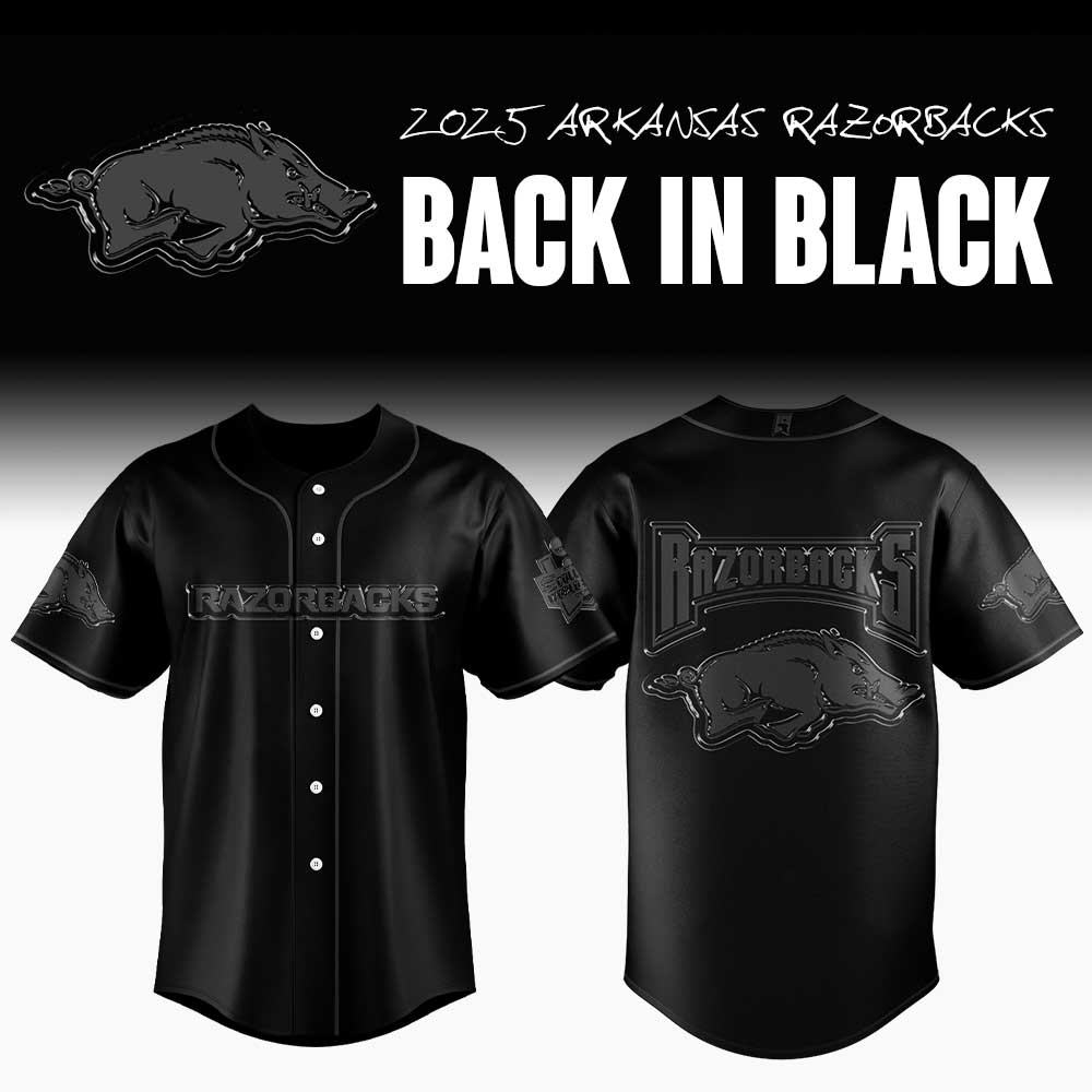 Arkansas Razorbacks Back in Black Premium Baseball Jersey Arkansas Razorbacks Back in Black Premium Baseball Jersey