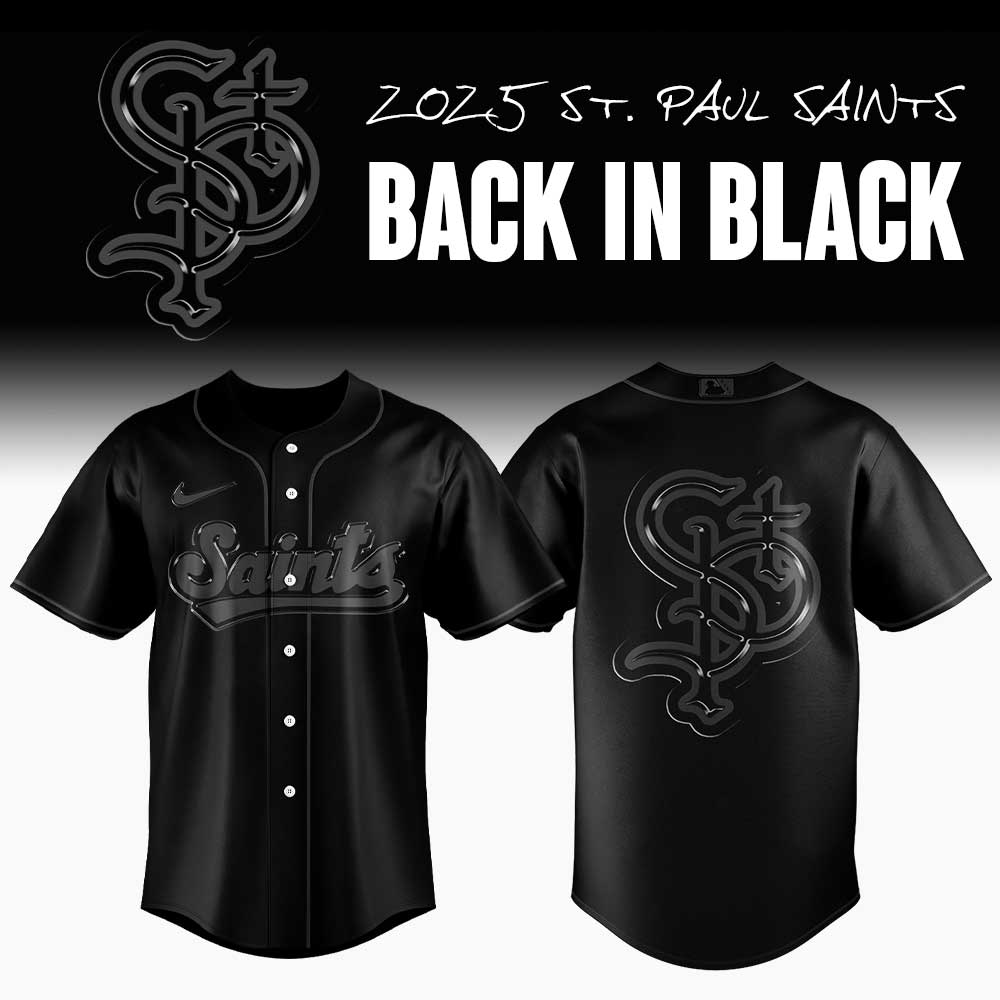 St. Paul Saints Back in Black Premium Baseball Jersey St. Paul Saints Back in Black Premium Baseball Jersey
