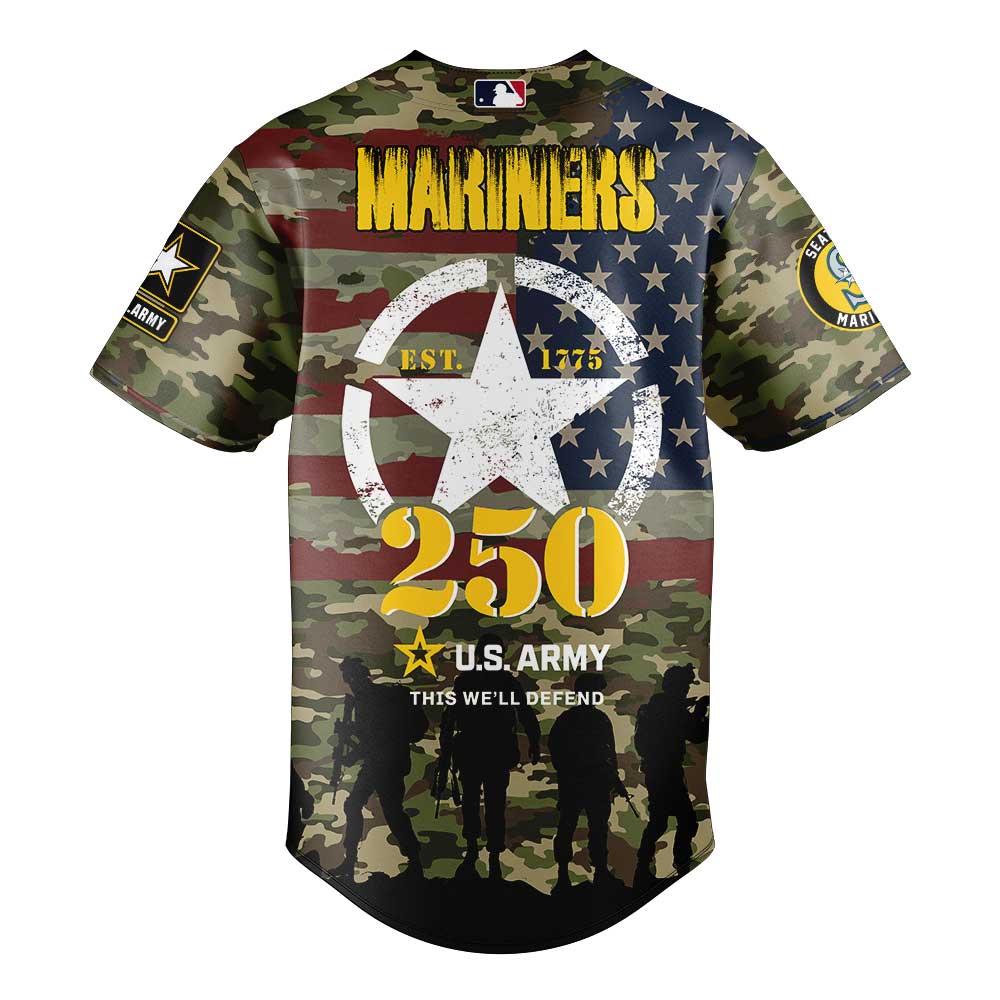 Seattle Mariners U.S. Army's 250th Birthday Baseball Jersey Seattle Mariners U.S. Army's 250th Birthday Baseball Jersey