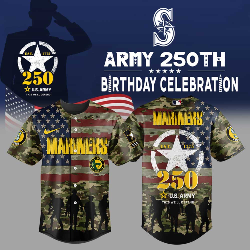 Seattle Mariners U.S. Army's 250th Birthday Baseball Jersey Seattle Mariners U.S. Army's 250th Birthday Baseball Jersey