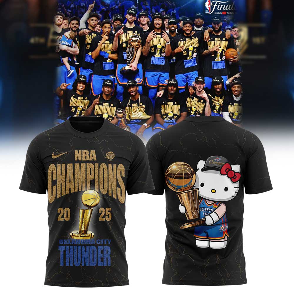 Oklahoma City Thunder 2025 NBA Champions Black Kitty Shirt Oklahoma City Thunder 2025 NBA Champions Black Kitty Shirt