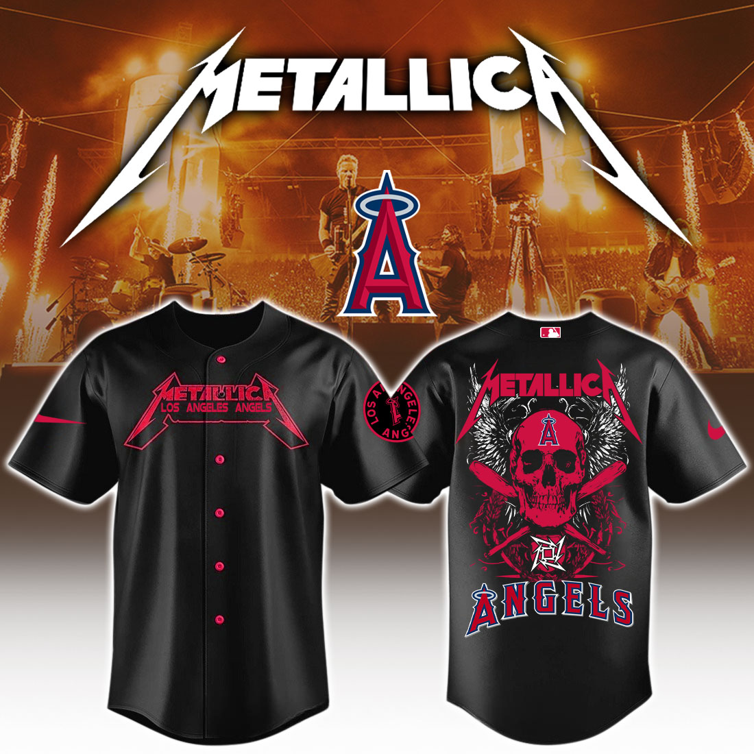 Los Angeles Angels MLB x Metallica Jersey Limited Edition Los Angeles Angels MLB x Metallica Jersey Limited Edition