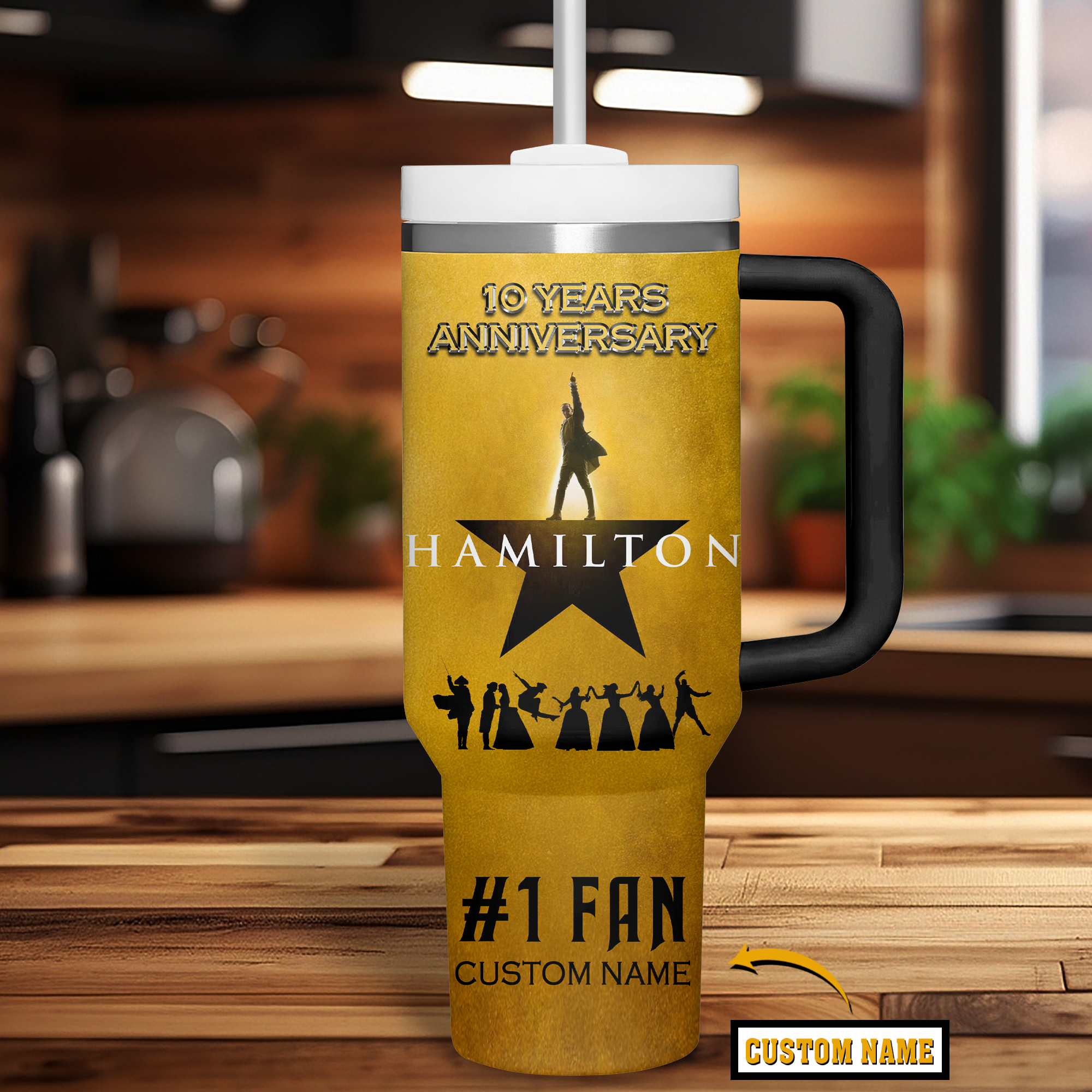 Hamilton 10 Years Anniversary "Rise Up" Personalized Tumbler 40oz with Handle Hamilton 10 Years Anniversary "Rise Up" Personalized Tumbler 40oz with Handle
