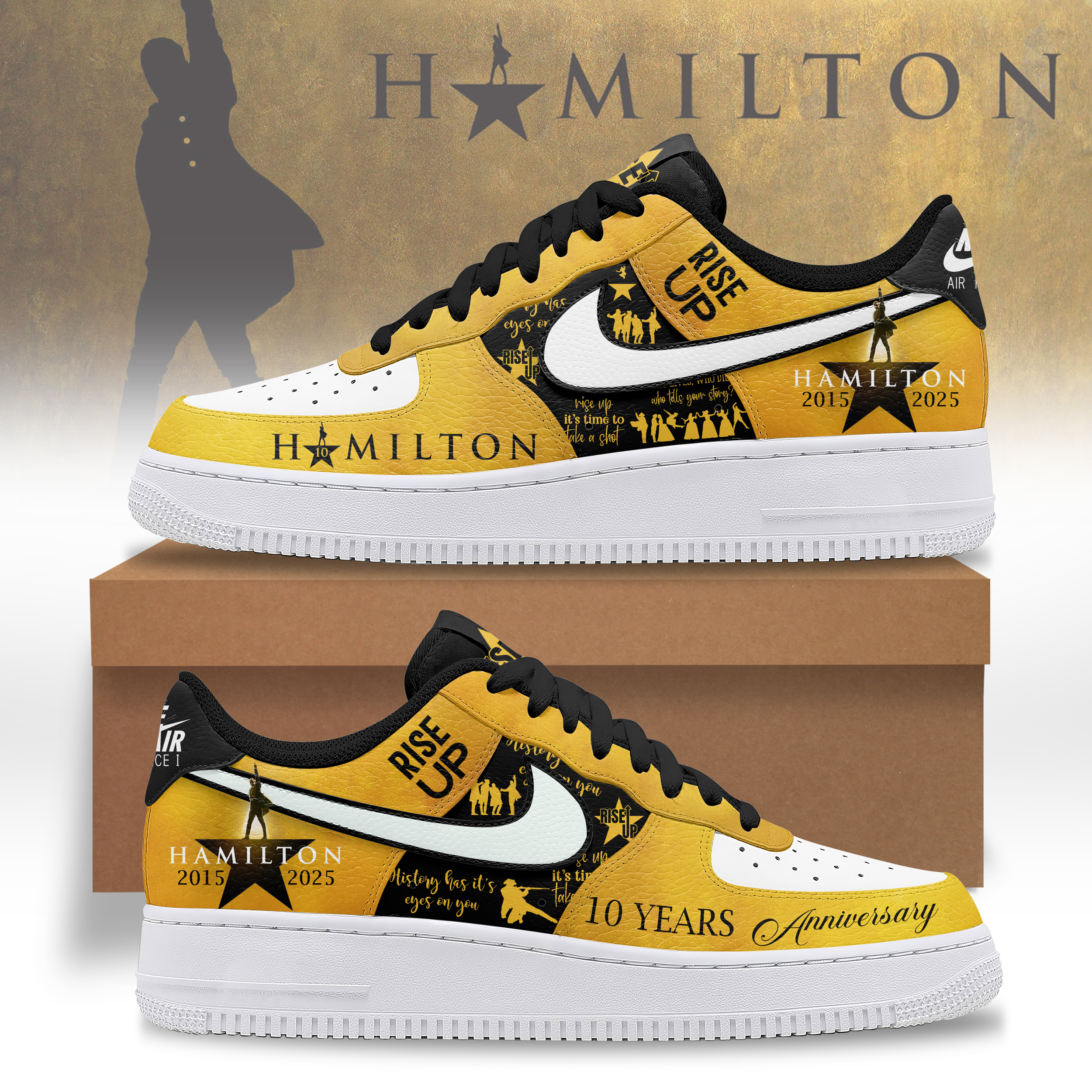 Hamilton 10 Years Anniversary "Rise Up" Special Air Force 1 Sneaker Hamilton 10 Years Anniversary "Rise Up" Special Air Force 1 Sneaker