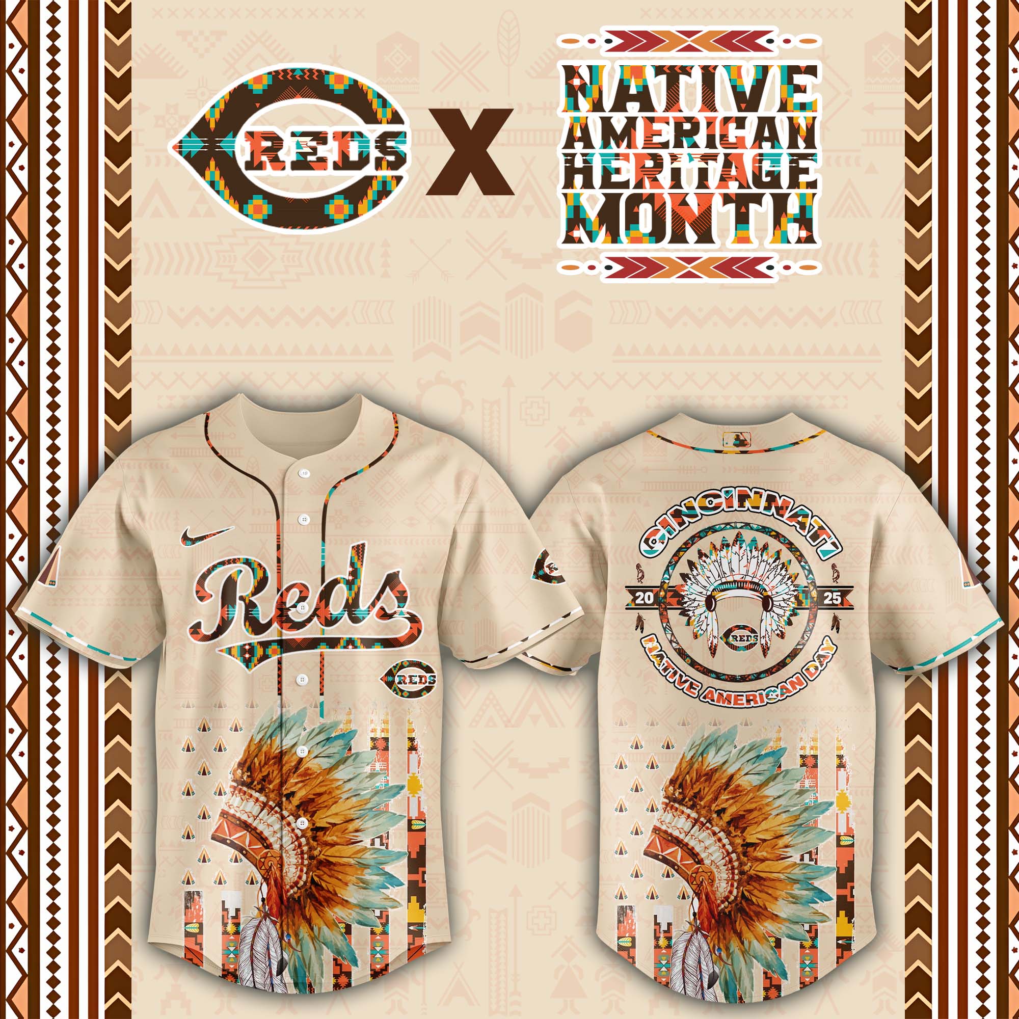 Cincinnati Reds MLB Native American Day Jersey 2025 Cincinnati Reds MLB Native American Day Jersey 2025