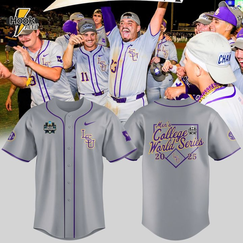 LSU Tigers Men's College World Series 2025 Grey Jersey LSU Tigers Men's College World Series 2025 Grey Jersey