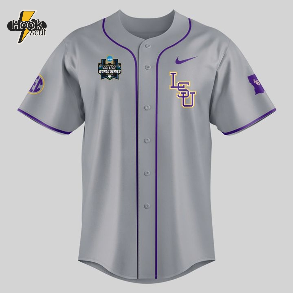 LSU Tigers Men's College World Series 2025 Grey Jersey LSU Tigers Men's College World Series 2025 Grey Jersey