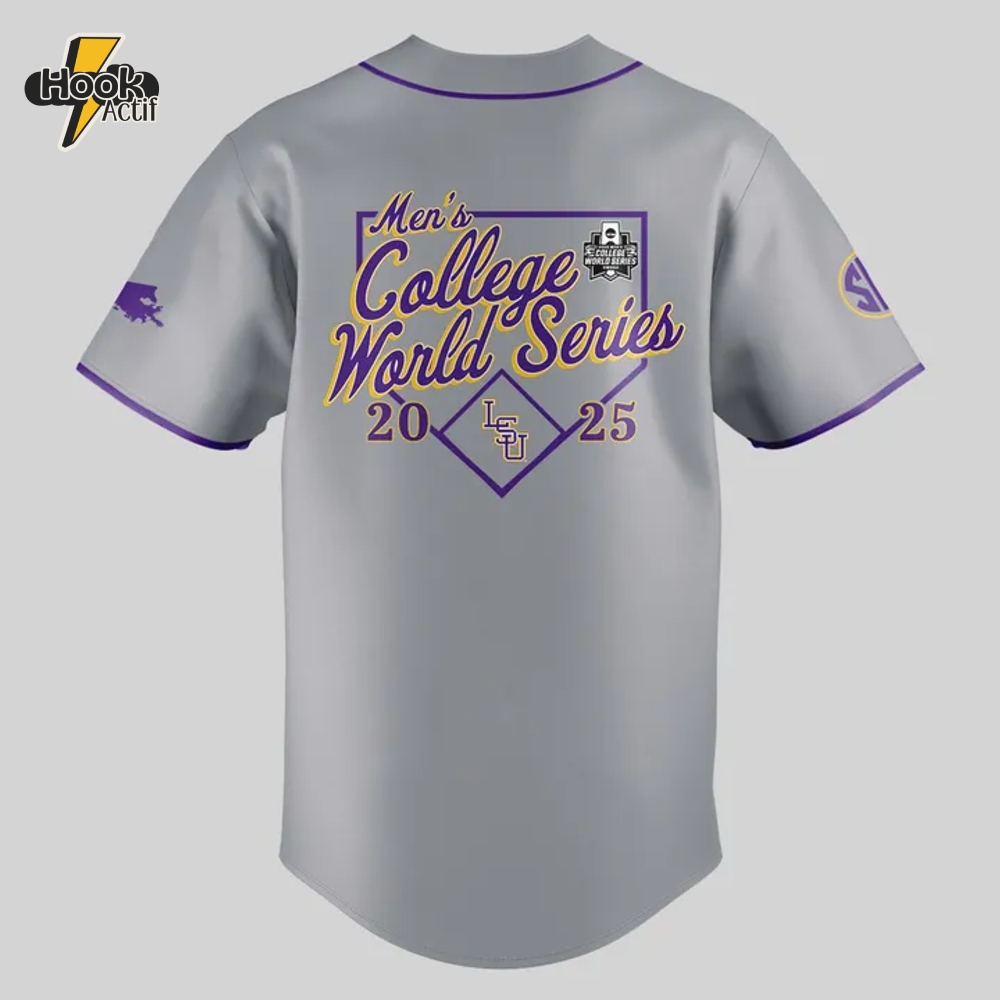 LSU Tigers Men's College World Series 2025 Grey Jersey LSU Tigers Men's College World Series 2025 Grey Jersey