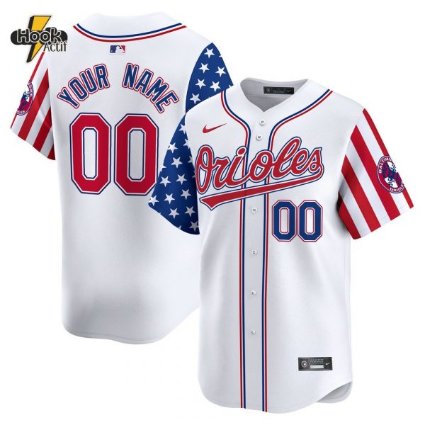 Baltimore Orioles 2025 Independence Day Personalized White Baseball Jersey