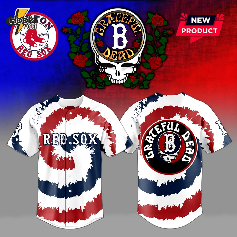 Boston Red Sox x Grateful Dead Personalized Baseball Jersey Outfit-3D Baseball Jersey Boston Red Sox x Grateful Dead Personalized Baseball Jersey Outfit-3D Baseball Jersey