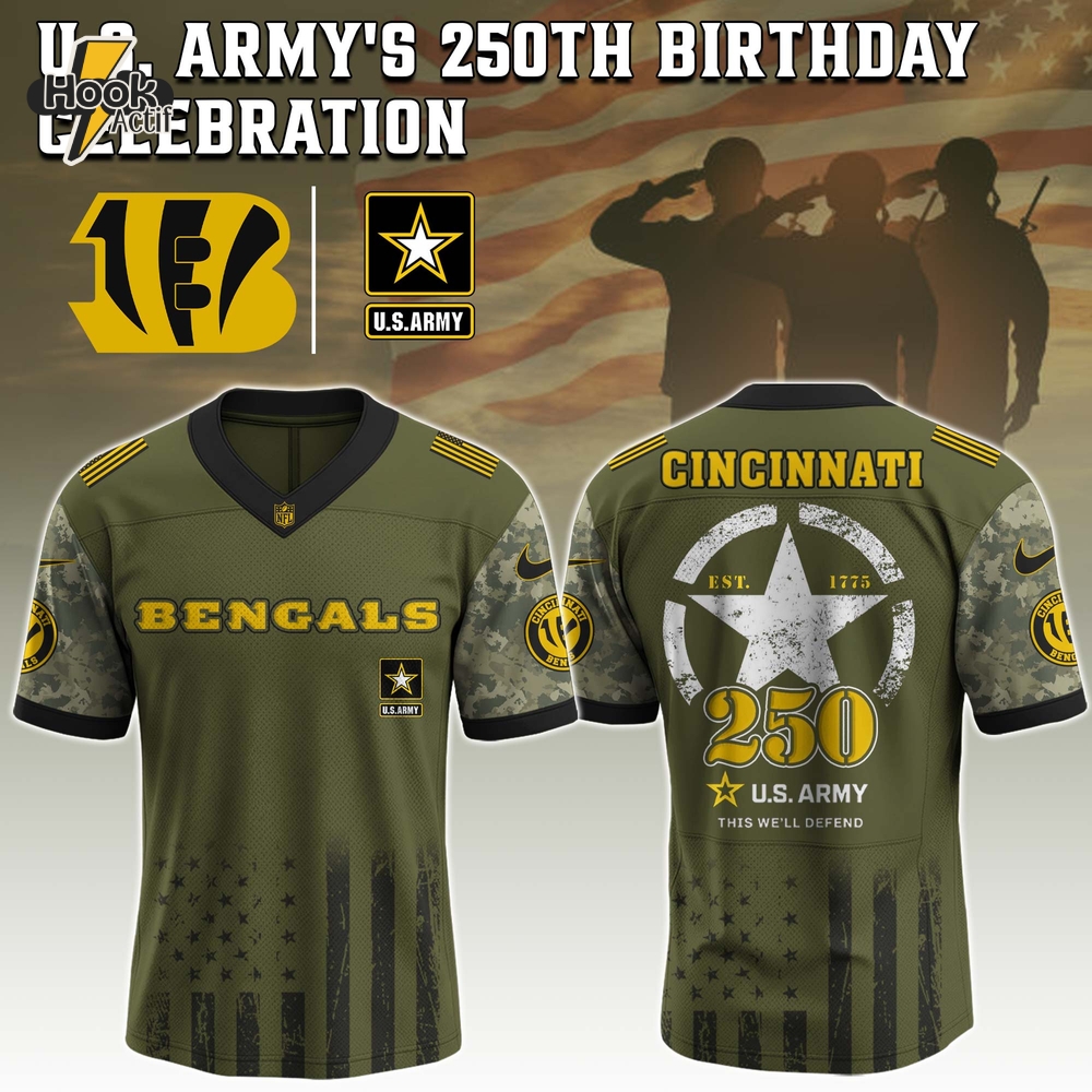 Cincinnati Bengals NFL x U.S. Army 250th Birthday Celebration Jersey Cincinnati Bengals NFL x U.S. Army 250th Birthday Celebration Jersey