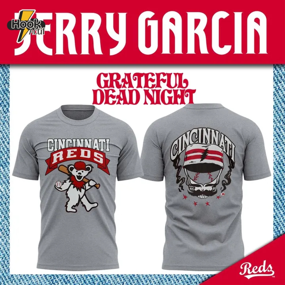 Cincinnati Reds x Grateful Dead Night Special Gray Tee Cincinnati Reds x Grateful Dead Night Special Gray Tee