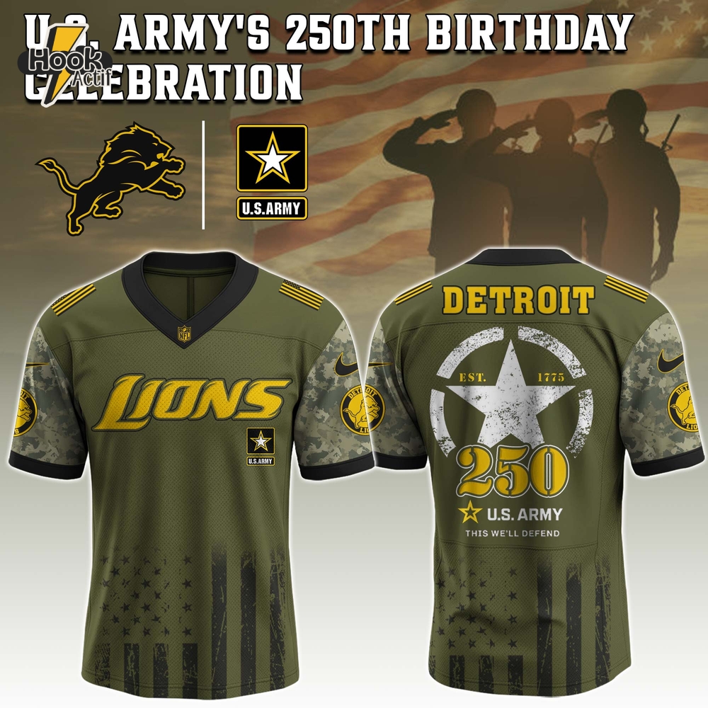 Detroit Lions NFL x U.S. Army 250th Birthday Celebration Jersey Detroit Lions NFL x U.S. Army 250th Birthday Celebration Jersey
