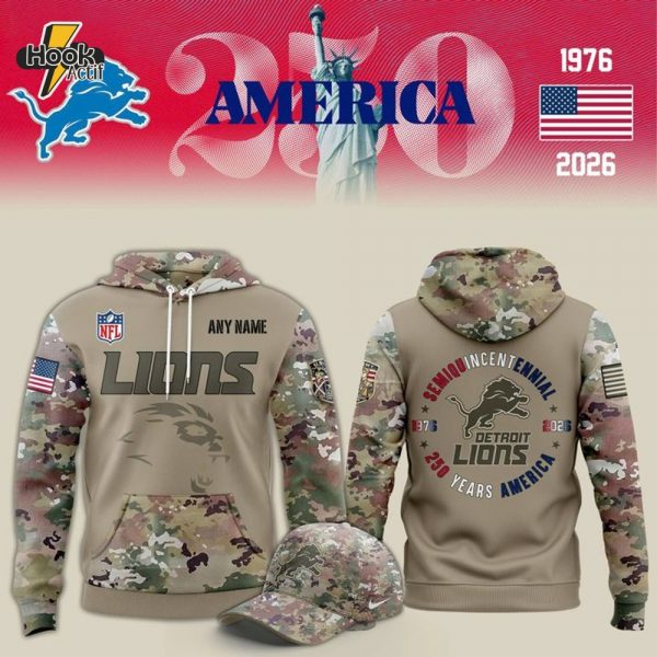 Detroit Lions x 250 years America x Flag Day Special Camo Hoodie