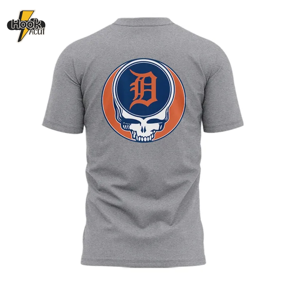 Detroit Tigers Grateful Dead Night Special Grey Tee Detroit Tigers Grateful Dead Night Special Grey Tee