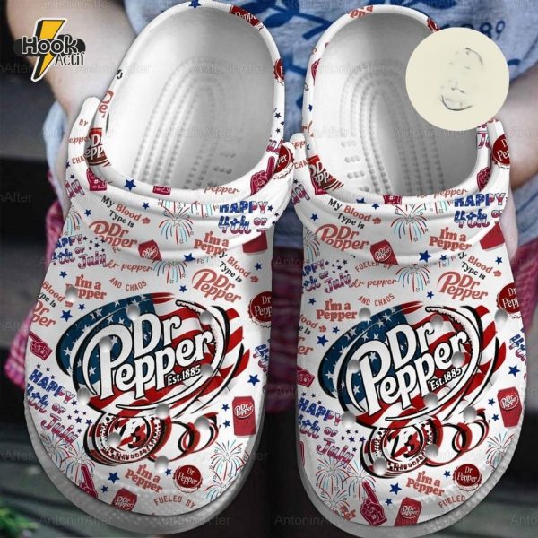 Dr Pepper American Flag 4 of July Independence Day Crocs Shoes