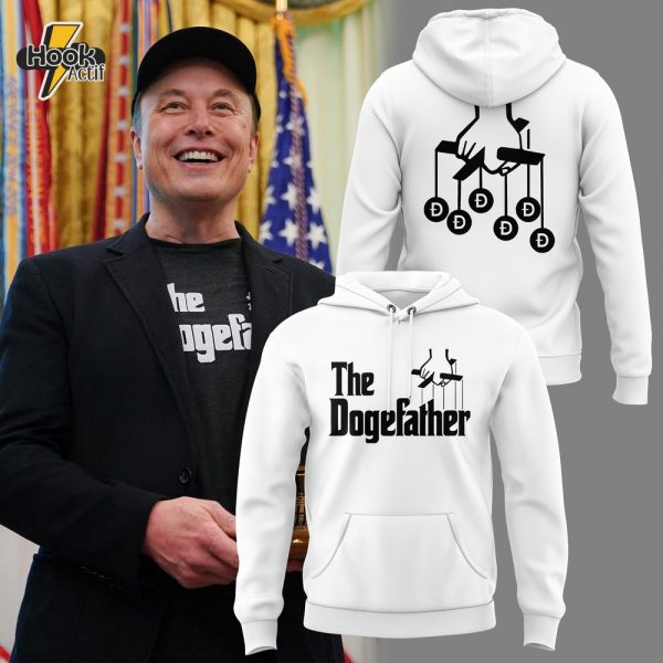 Elon Musk The Dogefather Special White Hoodie