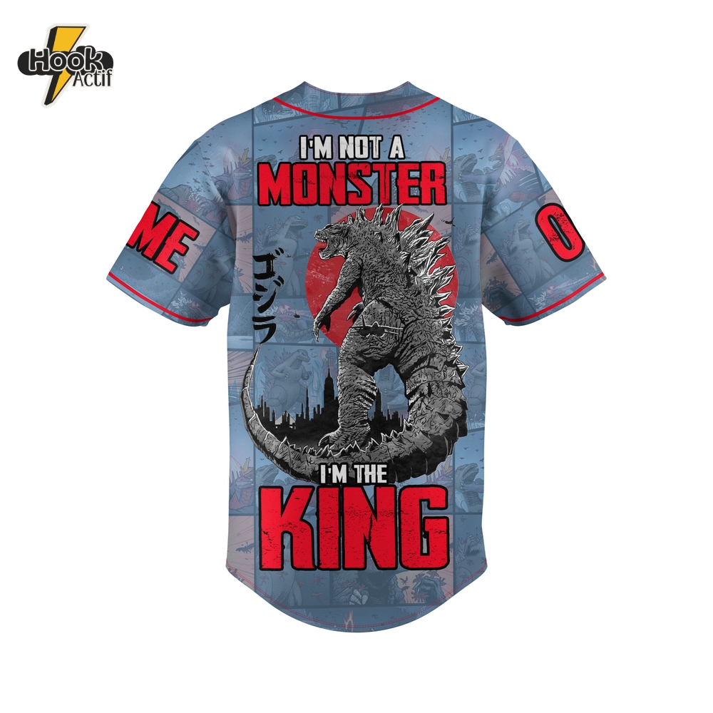 Godzilla "I'm Not Monster I'm A King" Baseball Jersey Godzilla "I'm Not Monster I'm A King" Baseball Jersey
