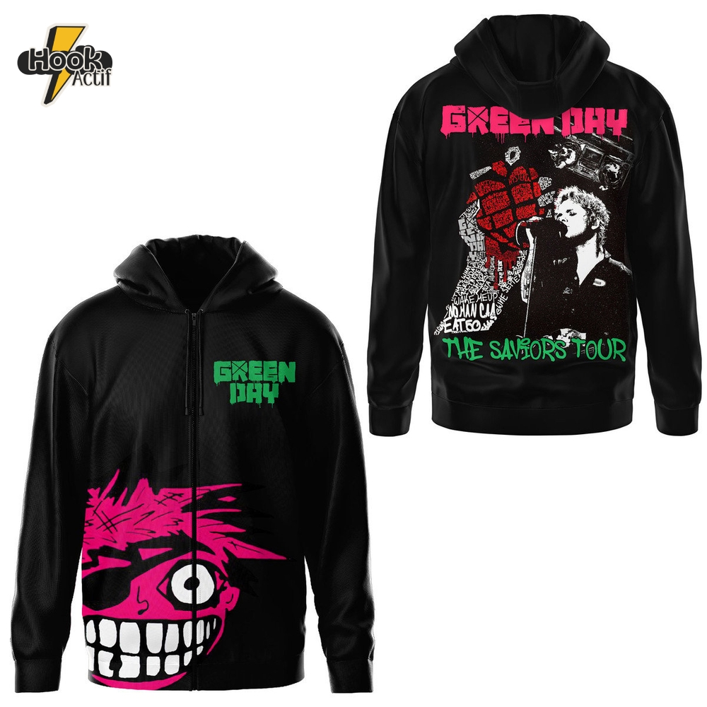 Green Day The Saviors Tour 2025 Premium Hoodie Green Day The Saviors Tour 2025 Premium Hoodie