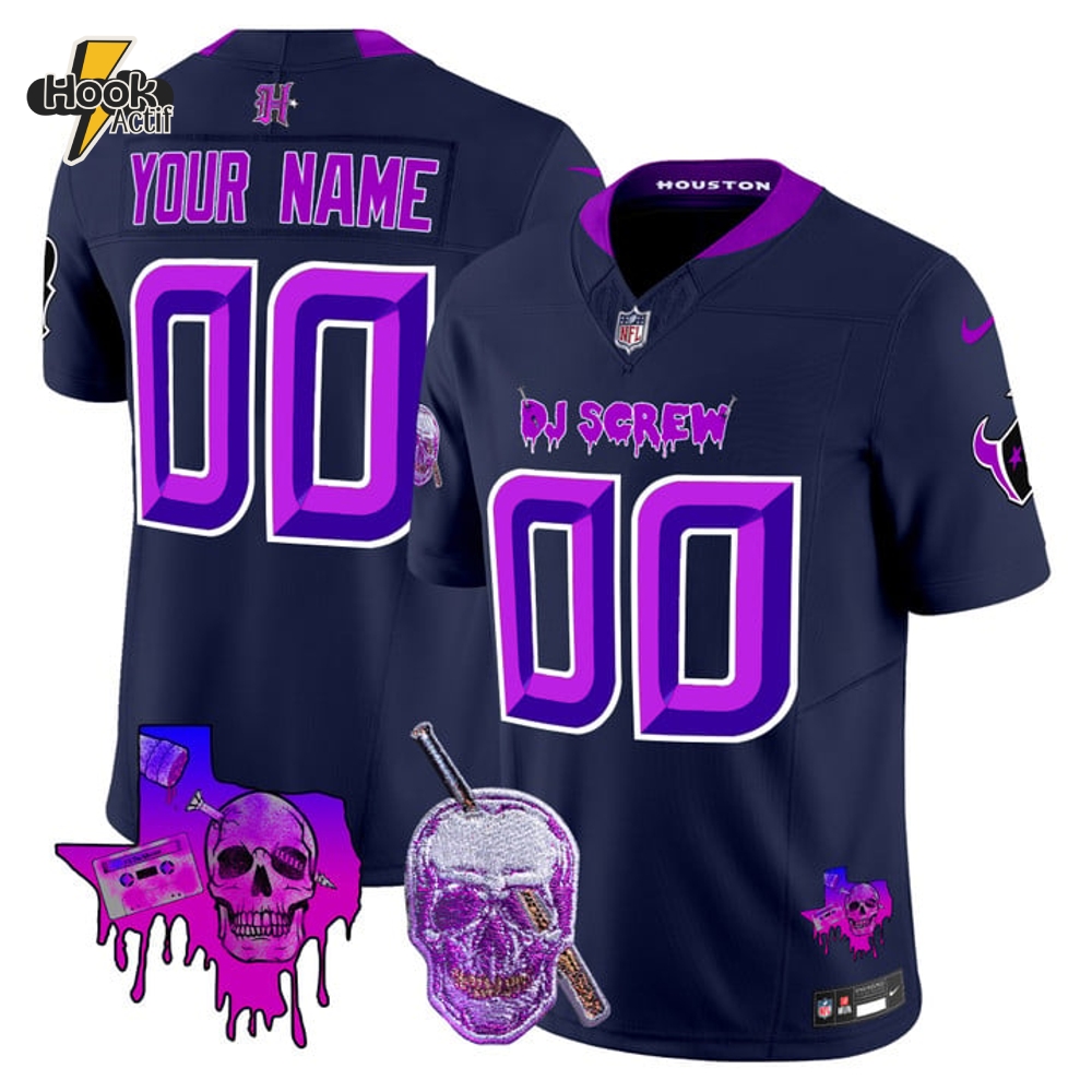 Houston Texans DJ Screw Vapor Limited Custom Black Football Jersey Houston Texans DJ Screw Vapor Limited Custom Black Football Jersey